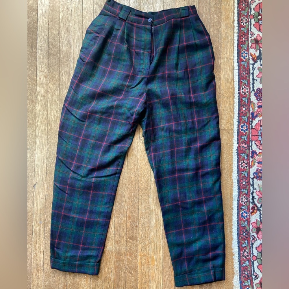 Vintage pure wool plaid trousers